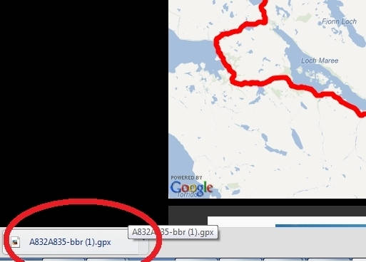 Save a downloaded gpx file to your computer
